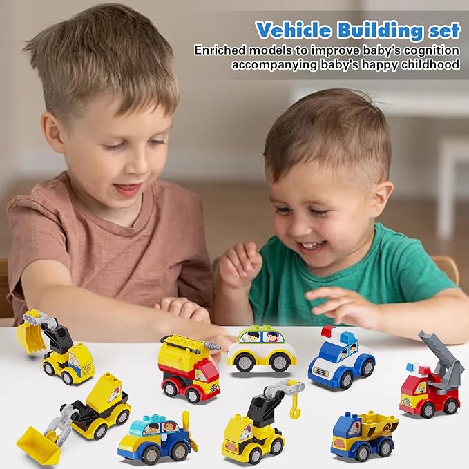 Klobroz Building Blocks for Toddlers 2-5, 89 PCS Blocks Car Set for Kids Classic Large Building Bricks Compatible with Major Brands Educational Toys for All Ages