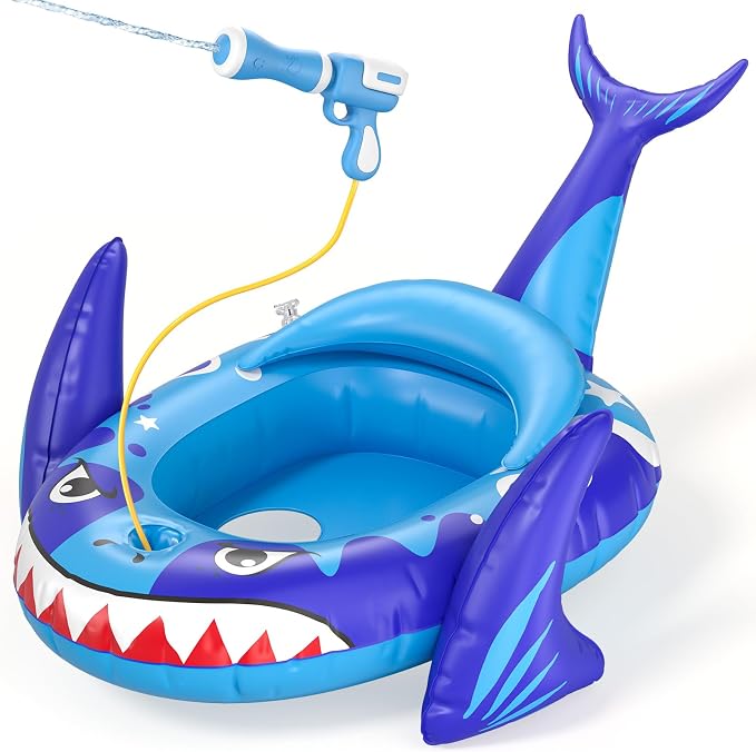 Kids Pool Floats with Water Gun, Toddler Inflatable Pool Toys for Kids Age 3-8 Years Old, Summer Outdoor Water, Beach, Swimming Pool Toys Gift for Boys and Girls