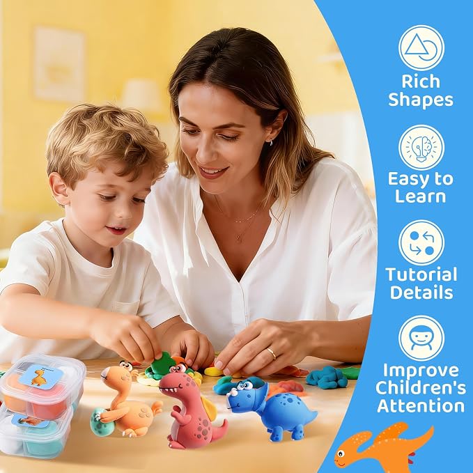Both idea Air Dry Clay Kit, Dino Theme | 12 Packs, Non-Toxic Kids Gift | School & Party: Perfect for classroom art activities, birthday party favors, creative family DIY, and holiday celebrations.