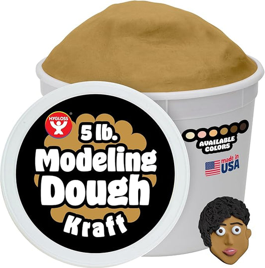 Hygloss Play Modeling Dough for Kids – Multicultural Skin Tones – Safe & Non-Toxic Sensory Dough for Arts & Crafts – Play Clay for Toddler Activities, Preschool Classroom Must-Haves (5 lb, Kraft)