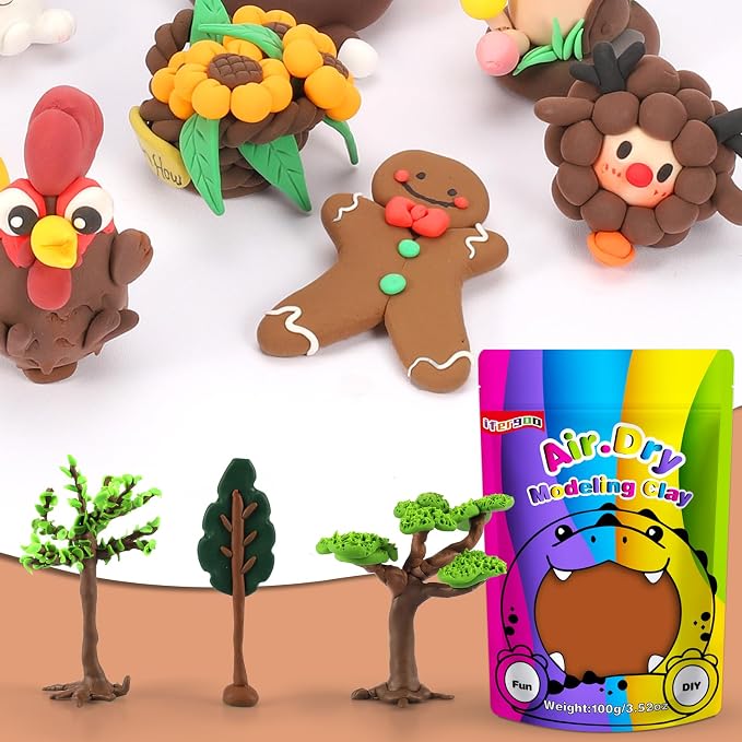 ifergoo Brown Air Dry Clay, DIY Creative Modeling Clay for Kids, Super Light Magic Foam Clay for Kids Age 3-12, Soft, No-Sticky & Non-Toxic, Molding Clay for School Art & Craft Project(100g/3.5oz)
