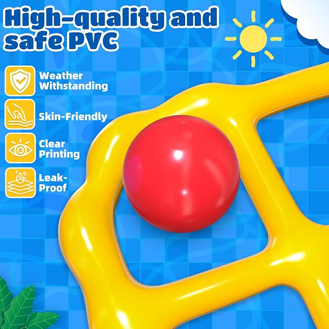 MGparty Pool Toys Games Set - Inflatable Tic Tac Toe Pool Toy with 10 Balls - Summer Outdoor Water Fun for Kids Adults Teens Family Swimming Pool Float Beach Backyard Party Game (2-10 Players)