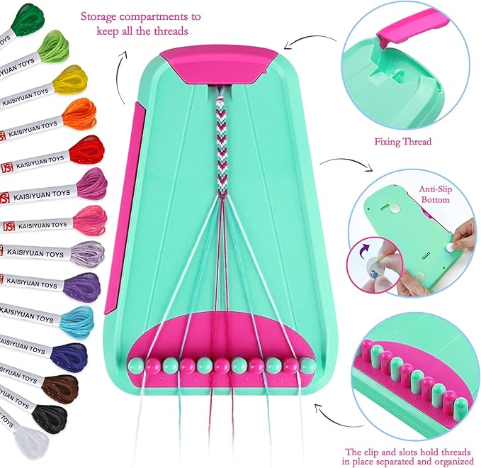Rdfmy Friendship Bracelet Making Kit for Girls — DIY String Bracelet Maker with Letter Beads, Arts and Crafts Jewelry Kit for Kids Ages 6-12, Birthday Summer Camp Gifts for Teens Green