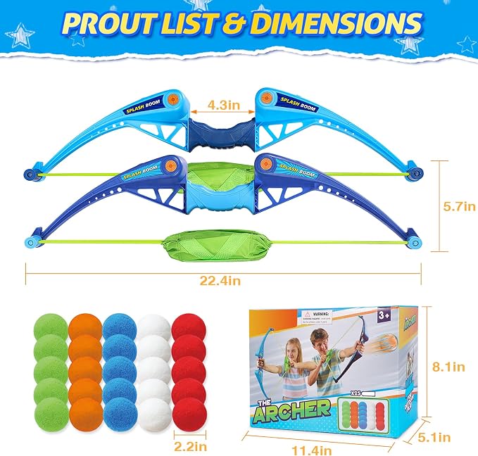 SUPER JOY Reusable Water Balloons Water Toys for Kids, 2 PCS Water Balls Bow Launcher With 25 Reusable Water Balls for Outdoor Toys, Pool Beach Yard Water Bomb Summer Water Toy for Boys and Girls