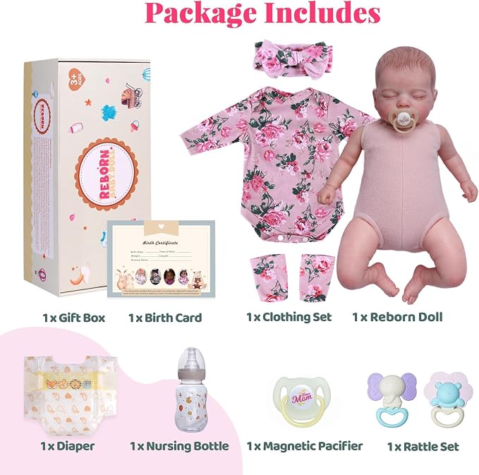 BABESIDE Lifelike Reborn Baby Dolls - 20 inch Cuddly Realistic Baby Doll Soft Body Sleeping Real Life Baby Dolls Girl with Accessories Gifts for Granddaughters Daughter Kids Age 3 + & Collection