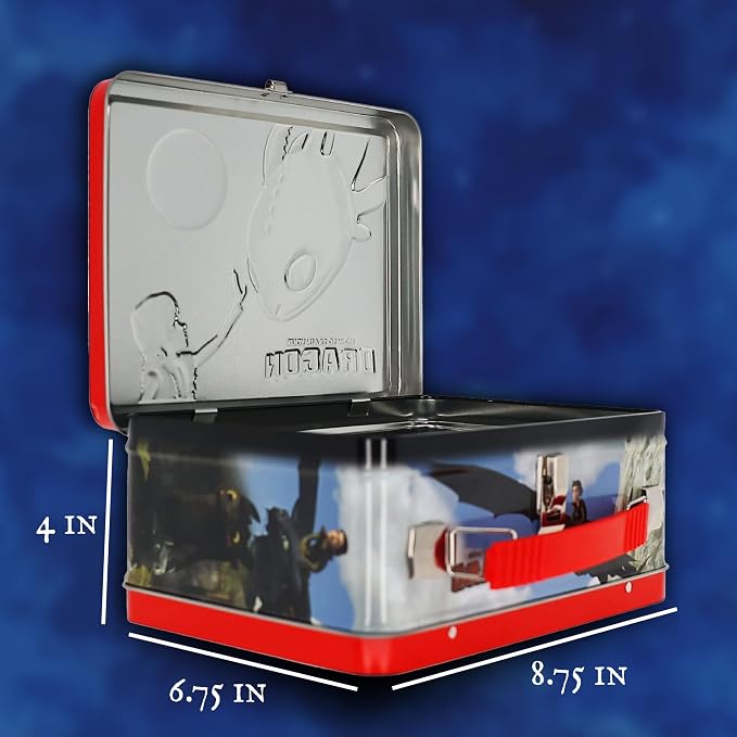 AQUARIUS How to Train Your Dragon Fun Box – Embossed Collectible Storage Tin, Officially Licensed How To Train Your Dragon Merchandise, Storage for Kids Ages 4-12, Dragon Fans, Metal Box