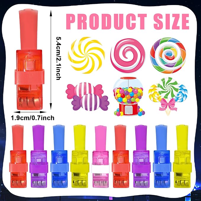 CHUNNIN 36 PCS Candy Birthday Party Favors Lollipop land LED Light Up Finger Lights, Glow in the Dark Candy world Party Bulk for Holiday Christmas Goodie Treat Bags Stuffers Candies Birthday Supplies