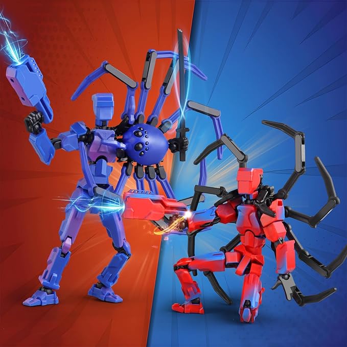 T-Spider13 Action Figure Set -Titan 13 Action Figure with Sucker Spider 13 Collectible 3D Printed Toys Highly Detailed Action Figures for Collectors and Fans （Assembly Required）- Red