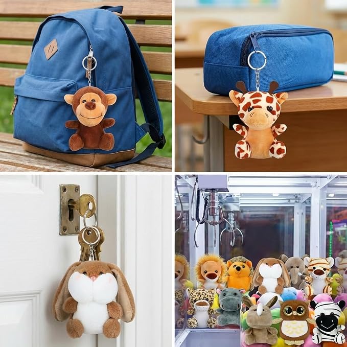 Arrozon 24 Pcs Small Stuffed Animals Bulk, Mini Stuffed Animal 4.5 Inch Cute Plush Toy, Mini Plush Toys, Toddler Stocking Stuffers, Little Jungle Stuffed Animals