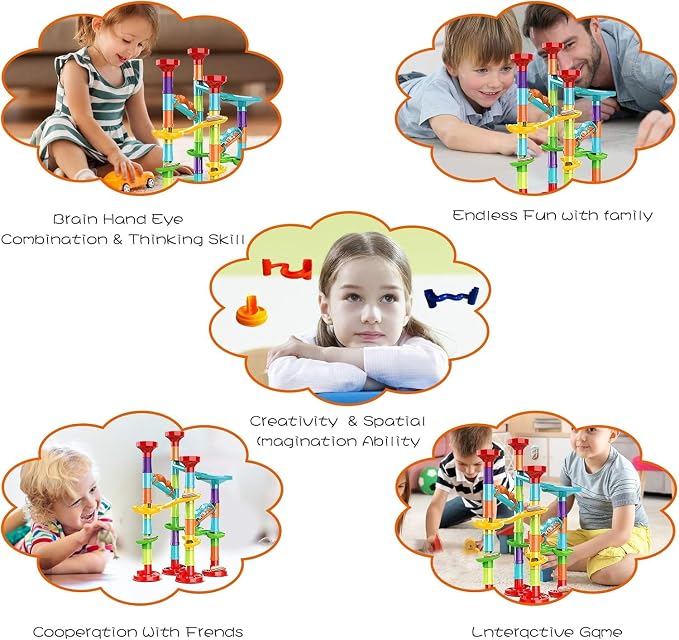 93Pcs Marble Run Set with 30 Glass Marbles Runs for Kids Girls Boys Toys Stem Maze Educational Race Game Birthday Gifts (LargeA)