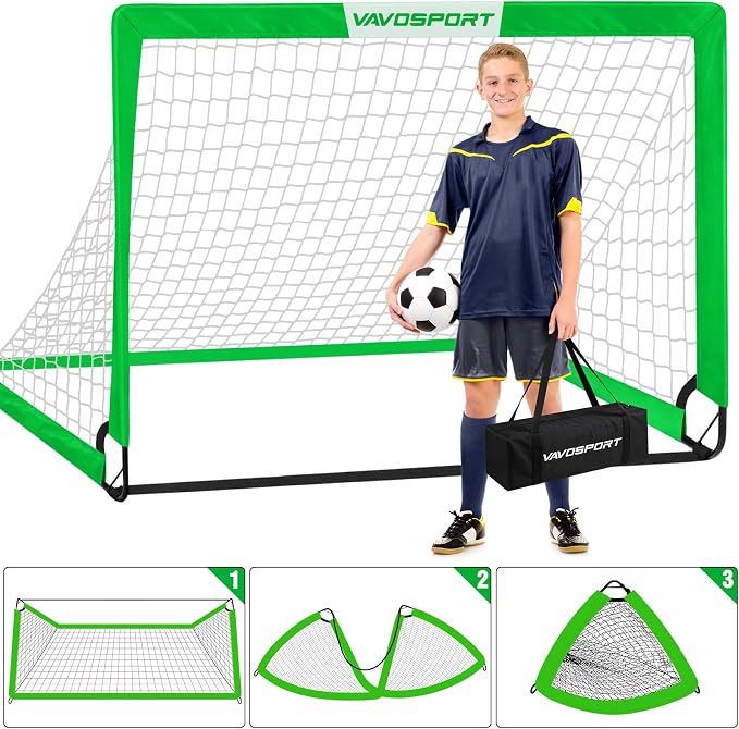 Kids Soccer Goals for Backyard Set - 2 of 4' x 3' Portable Soccer Goal Training Equipment, Pop Up Toddler Soccer Net with Soccer Ball, Soccer Set for Kids and Youth Outdoor Games, Sports, Play