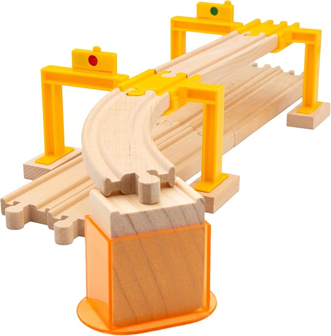 110 Pieces Wooden Train Tracks Expansion Pack with Bridges, Tunnel, Ascending Tracks, Accessories, Elevated Tracks, Toddler Boys Kids 3-8 Montessori STEM Gift Compatible Thomas, Brio Wooden Railways