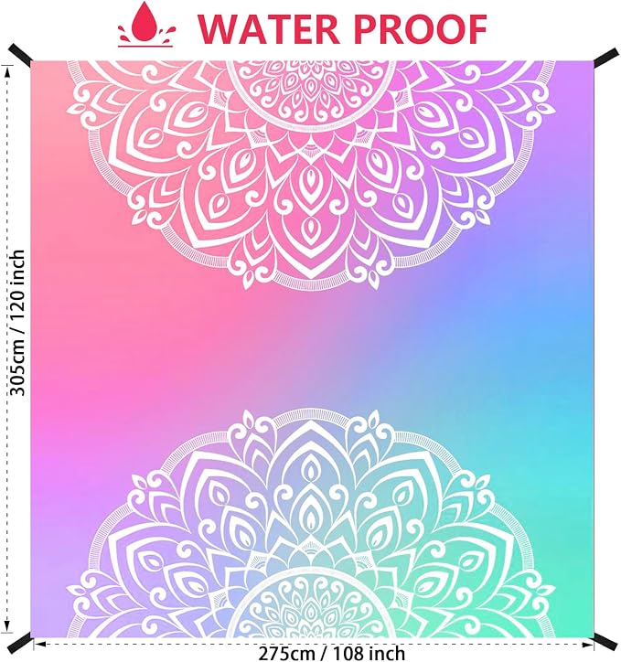 WIWIGO Beach Blanket Waterproof Sandproof Beach Mat 79" X 83"/10'x9'for 2-8 Adults Quick Drying Outdoor Picnic Mat Beach Accessories for Travel, Camping, Hiking