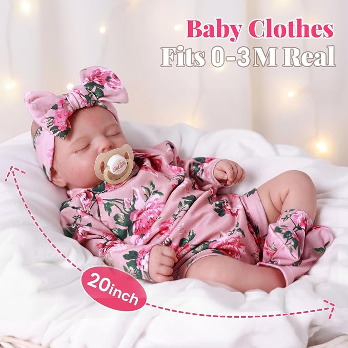 BABESIDE Lifelike Reborn Baby Dolls - 20 inch Cuddly Realistic Baby Doll Soft Body Sleeping Real Life Baby Dolls Girl with Accessories Gifts for Granddaughters Daughter Kids Age 3 + & Collection