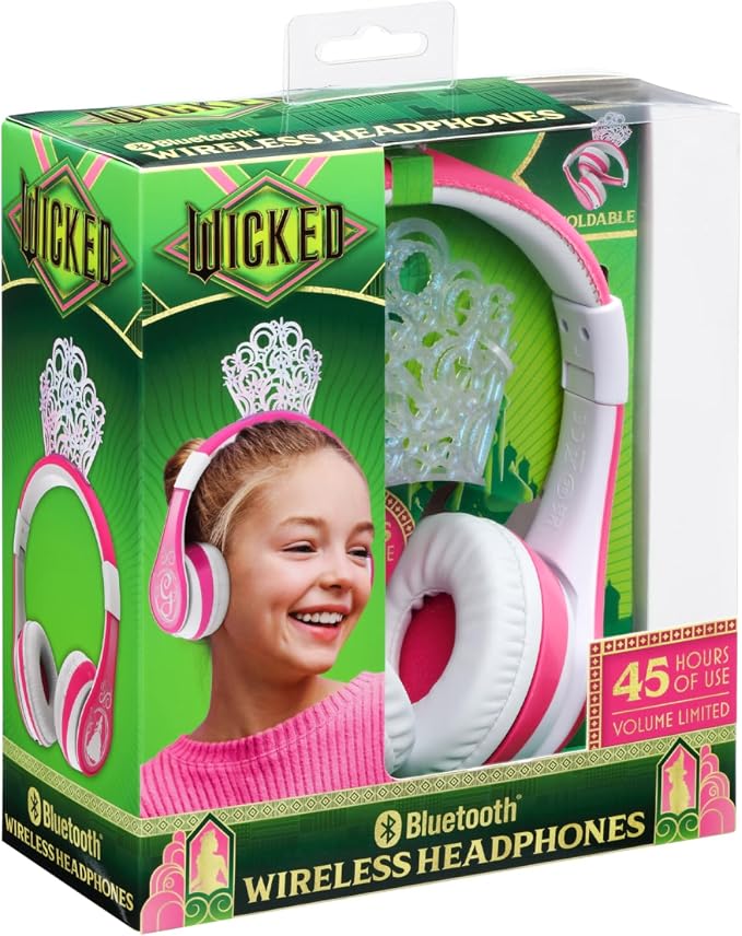 Wicked Glinda Bluetooth Headphones for Kids, Wireless Headphones for School, Home or Travel