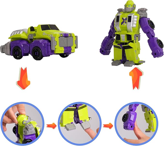 MIEBELY 2Pcs Magnetic Transforming Robot STEM Toy for Kids Ages 3-6 | 2 magnetic transform vehicles, each turns into beast, combine into robot, durable plastic, STEM gift for boys girls 3-6