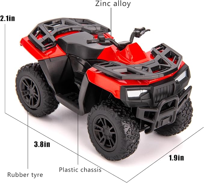 RMZ City 1:36 ATV Off Road Vehicle Model Car, Diecast Pull Back Beach Motorcycle Toy Car for Kids Boy Girl, Car Model Collection and Decoration, Red
