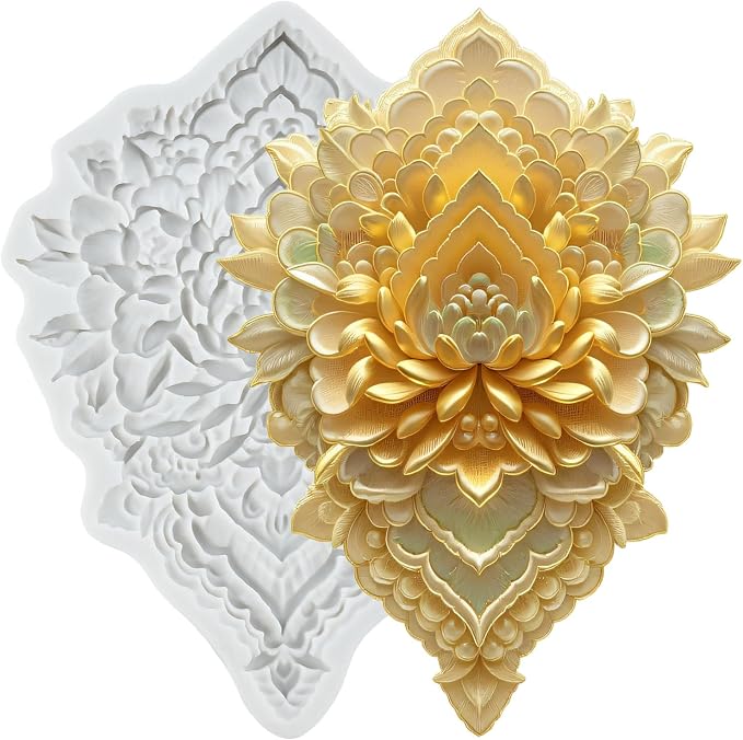 Baroque Relief Flower Polymer Clay Molds Baroque Relief Filigree Lace Silicone Mold for Epoxy Resin Casting DIY Crafts Air Dry Polymer Crafts Supplies Clay Tools
