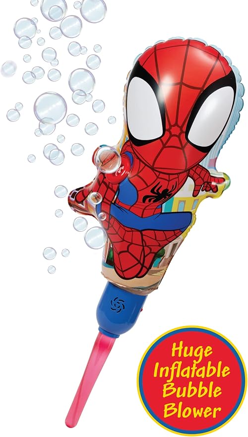 Spider-Man Bubble Machine Amazon Exclusive Huge Inflatable Bubble Machine for Kids Includes a Stand and Bonus 40oz of Bubble Solution 2 in 1 Play Pattern for Maximum Bubble Toy Fun