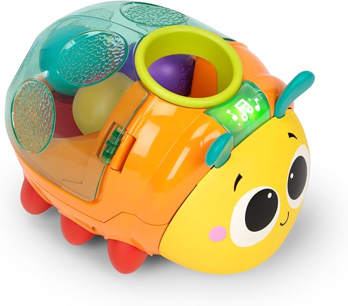 Bright Starts Spin ’n’ Chase Bug Ball Popper Toy with Lights & Music, Crawling Baby Toy Encourages Movement & Motor Skills, Unisex, 6 Months+