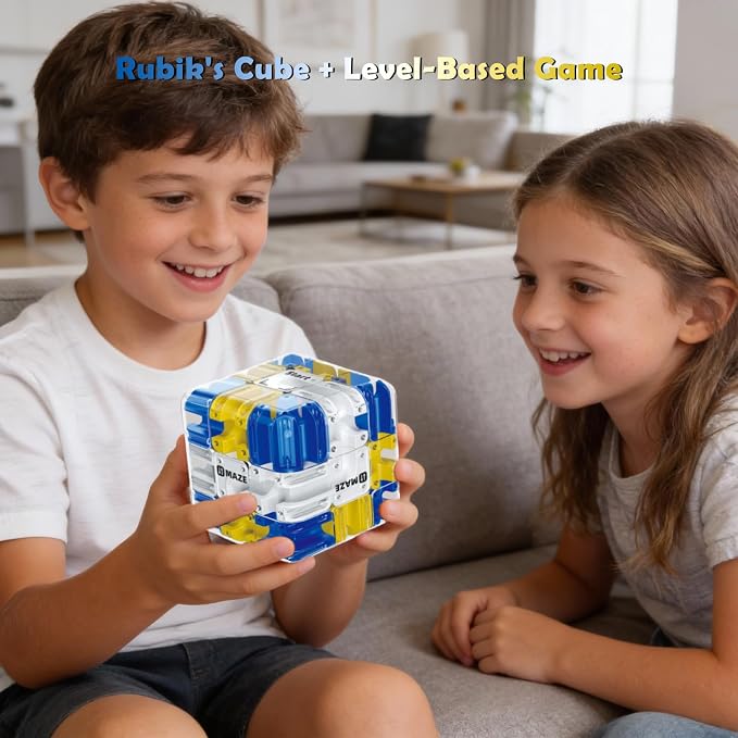 3D Labyrinth Puzzle Maze Cube - 3D Cube Puzzle for Kids 5-8 8-12, Improve Spatial Recognition and Cultivate Logical Thinking, Portable Brain Teaser for Kids & Adults (Ages 5+)‌ Boys & Girls Gifts