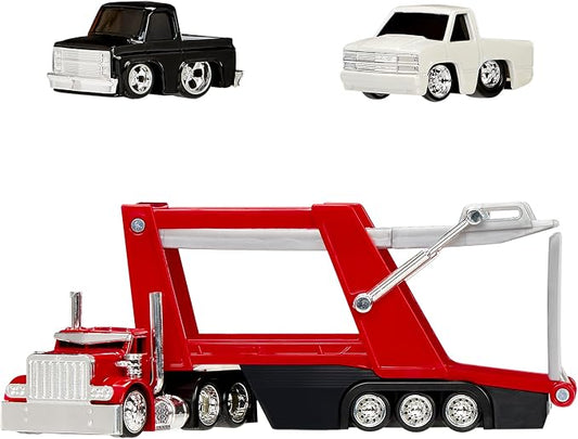 CarTuned Rig$ Car Carrier with 2 GM Cars, 87 Chevy C10 & 90 Chevy 454 SS