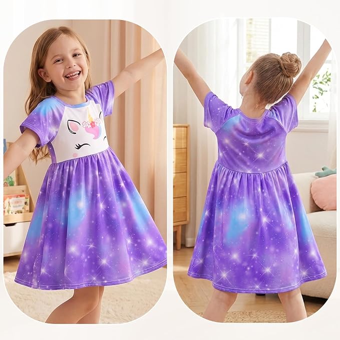Play Tailor Doll and Girl Matching Nightgown Unicorn Outfit Pajamas Night Dress for Girls and 18" Dolls Clothes