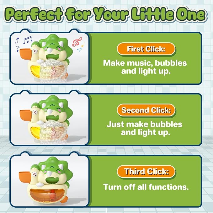 Lehoo Castle Bath Bubble Machine, Light Up Musical Bubble Bath Toys for Toddlers 1-3 Automatic Bubble Maker for Bathtub Dinosaur Toys for Bath