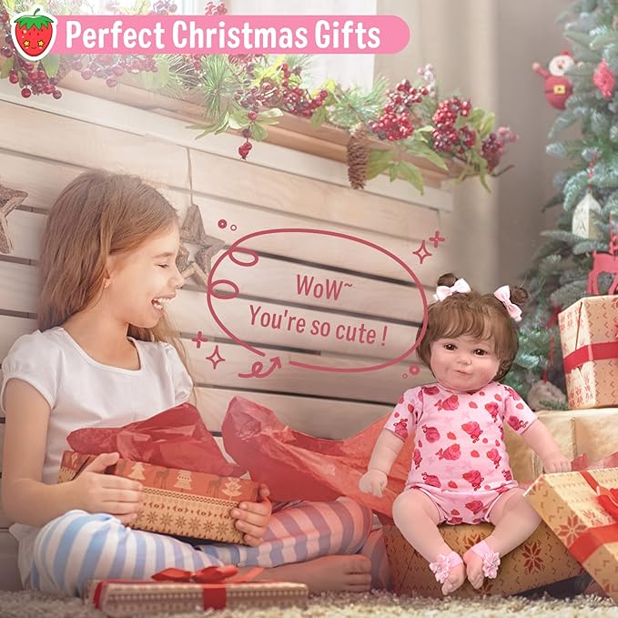 JIZHI Lifelike Reborn Baby Dolls - 20Inch-Real Baby Feeling Realistic-Newborn Baby Doll Adorable Smiling Real Life Baby Dolls with Gift Box for Kids Age 3 +