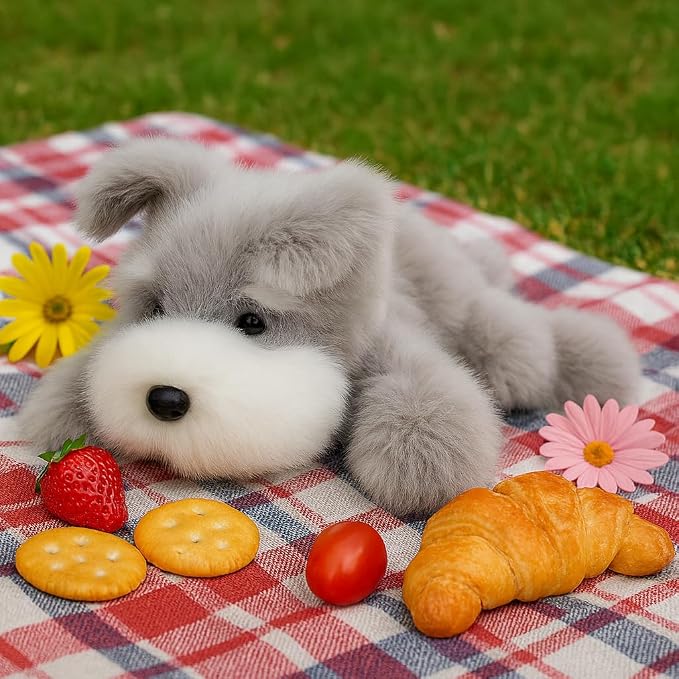 Adorable Schnauzer Dog Stuffed Animal Soft Plush Toy Cute Birthday Gifts for Boys Girls Kids Toddlers