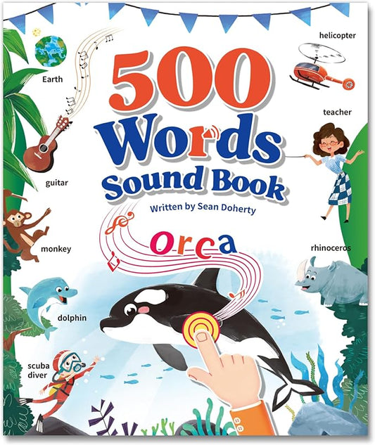 Interactive Learning Sound Book for Kids Ages 3-8 - 500 Core English Vocabulary Words, Early Educational Talking Book with Touch & Sound for Preschool, Kindergarten & Homeschooling