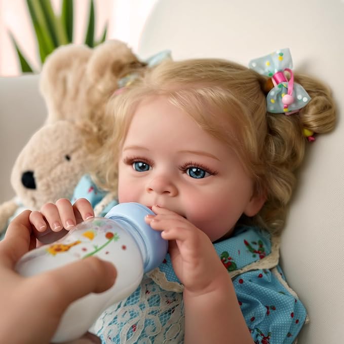 JIZHI Lifelike Reborn Baby Dolls - 18 Inch Realistic-Newborn Baby Dolls Vinyl Full Body Blond Girl Handmade Real Life Baby Dolls with Clothes for Kids Age 3+