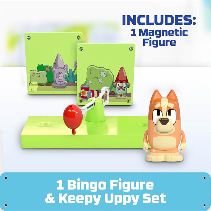 Tile Town Bluey Keepy Uppy Bingo 6-Piece Magnetic Tile Playset, Interactive STEM Magnetic Tiles Toys, Includes Bluey & Bingo Figures, Action Tiles