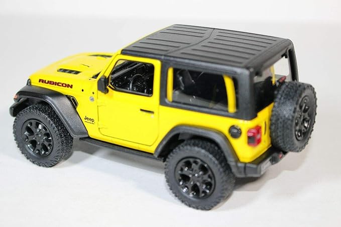 KiNSMART - Jeep Wrangler Rubicon Off Road 4x4 5 inch 1:34 Scale Die Cast Model Replica Toy Car (Yellow Hardtop)