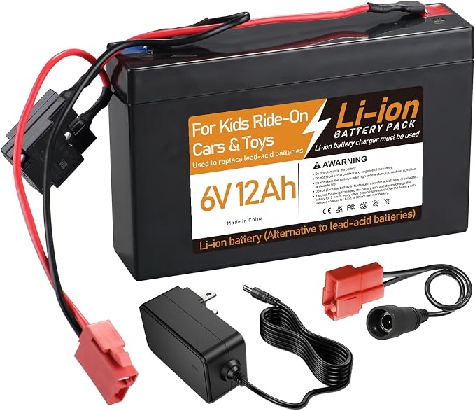 6V 12Ah Li-ion Rechargeable Battery, Replacement Battery Compatible with Kids Trax ATV Marshall Fire Truck Dodge Ram 1500 Kids Ride-On Car