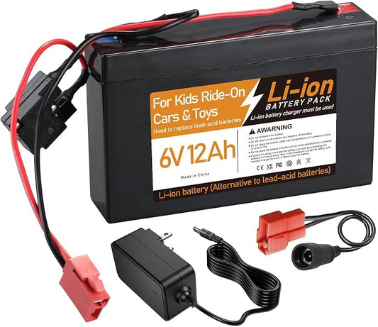 6V 12Ah Li-ion Rechargeable Battery, Replacement Battery Compatible with Kids Trax ATV Marshall Fire Truck Dodge Ram 1500 Kids Ride-On Car