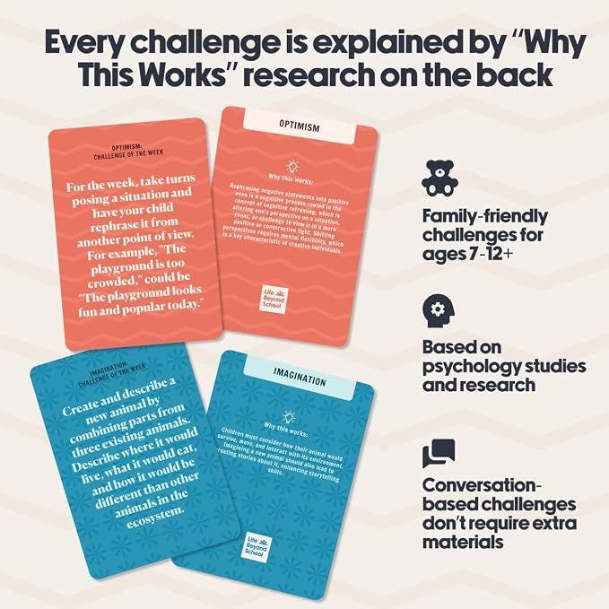 Building Creativity 52 Challenge Cards for Kids & Parents | SEL Emotional Intelligence | Social Emotional Learning Activities | Life Skills Classroom Must Haves | Teachers & Psychologists