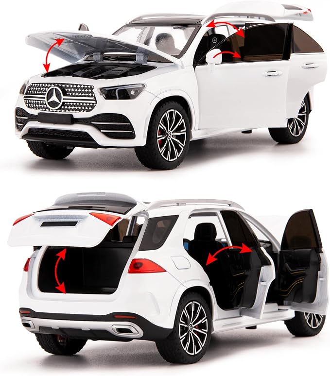 WAKAKAC Compatible for 1/24 Alloy Die-cast GLE 350 Toy Car with Sound and Light Pull Back Collection Model Car for Kids Gift （White）