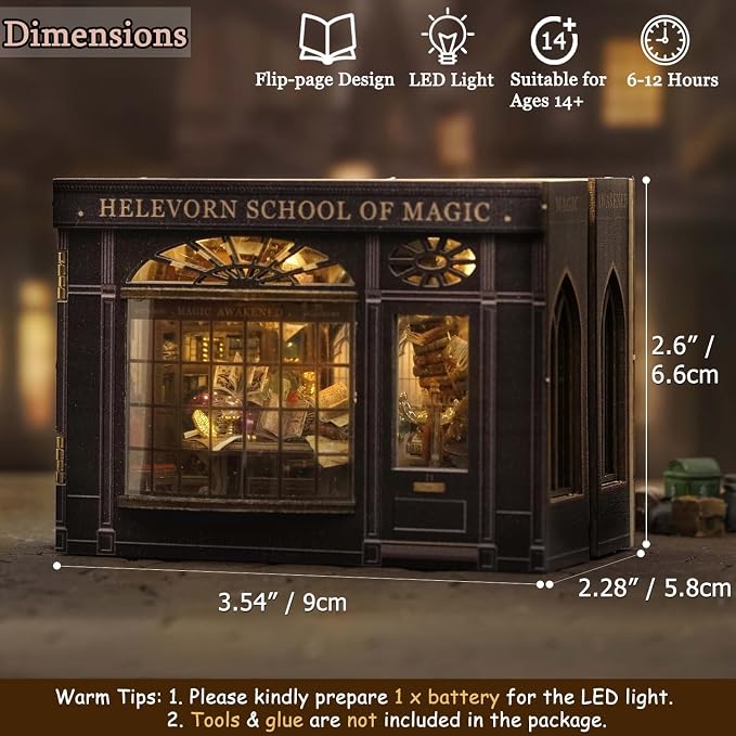 TuKIIE DIY Miniature Dollhouse Kit with Furniture, 1:32 Scale Opened & Closed Mini Cube Wooden Doll House Book Nook Creative Room for Kids Teens Adults(Magical Fate)