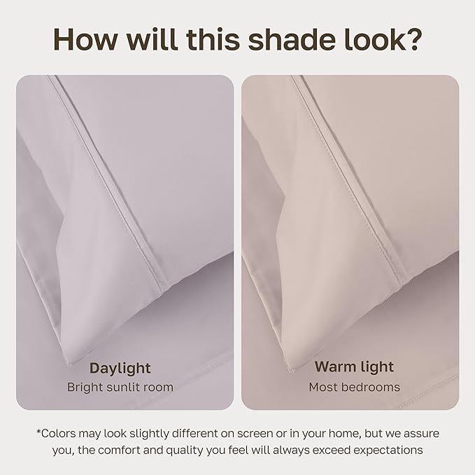 California Design Den Soft Full Size 100% Cotton Sheet Sets, 400 Thread Count Good Housekeeping Award Winner, Smooth Sateen Finish, Deep Pockets, Cozy & Durable Full Bedding Set - Dusky Lavender Grey
