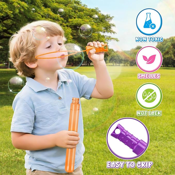 Bubble for Kids, 2OZ Bubble Wands Bulk for Kid Party Favors, Summer Toys, Indoor & Outdoor Activities, Birthday, Carnival Prizes, Wedding, Goodie Bags, 60 Pcs, 6 Assorted Colors