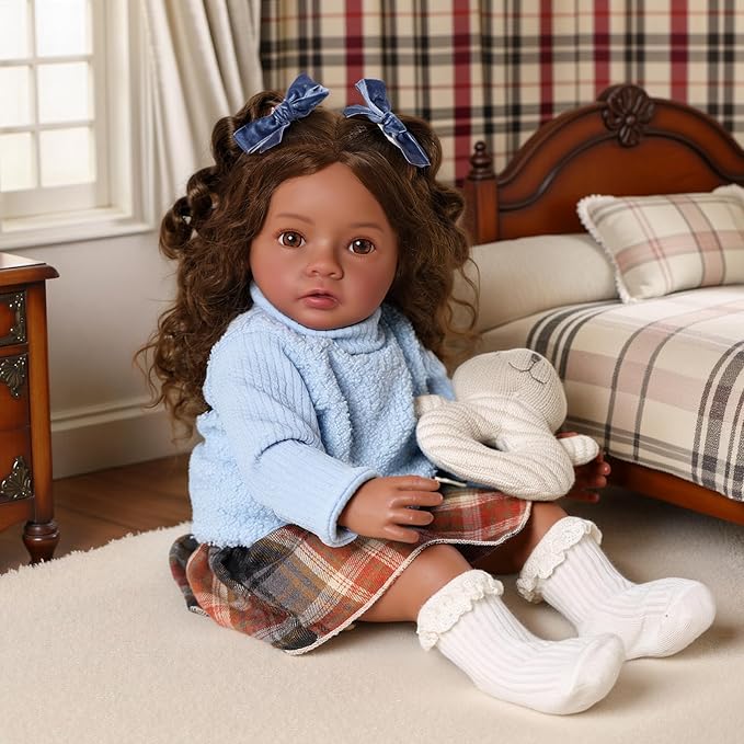BABESIDE Lifelike Reborn Baby Dolls Black Girl- 20 Inch Soft Body Realistic-Newborn Handmade Real Life Baby Dolls with Clothes and Toy Gift for Kids Age 3+