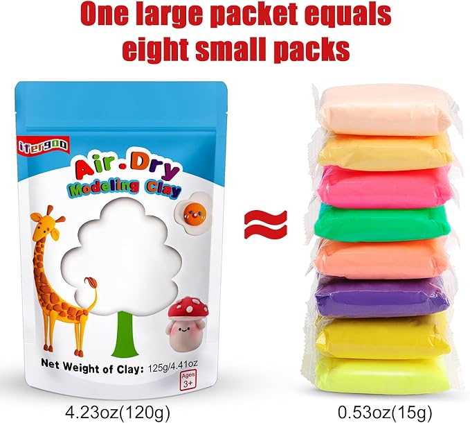 ifergoo Foam Modeling Clay, White Air Dry Clay, Super Light Magic Clay for School Art & Craft Project, Soft, No-Sticky & Non-Toxic, Best Gift for Age 3-12 Kids