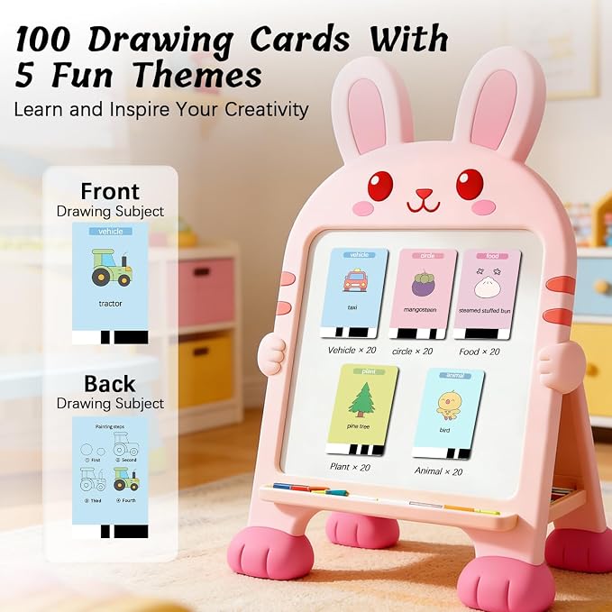 Drawing Robot for Kids with Voice Read & Music Educational Drawing Machine, Montessori Painting Learning Toy for Age 3-12, 4 Paintbrushes/100 Cards/12 Colorful Pens, Gift for Boys & Girls