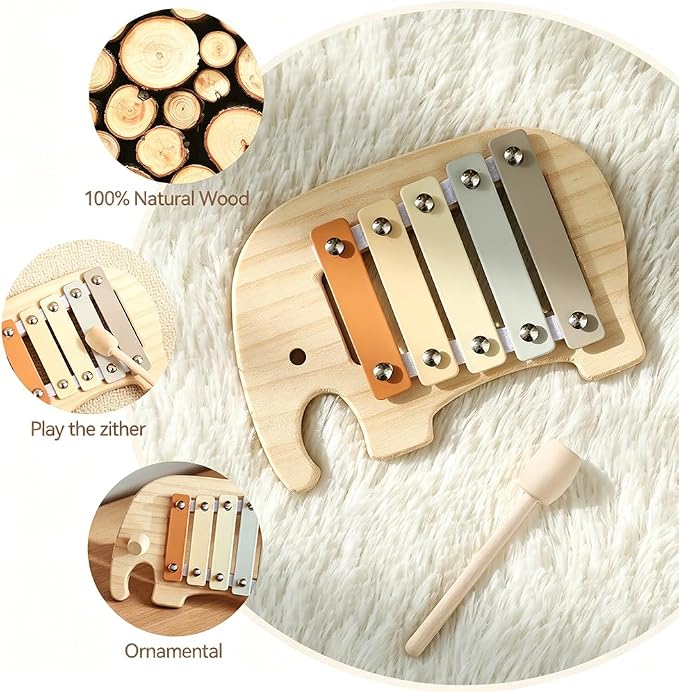 Lovely Xylophone for Toddlers, Early Childhood Development Musical Instruments for Toddlers, Wooden Xylophone for Kids,Musical Instruments Toys for Preschool Percussion Learning (Elephant)
