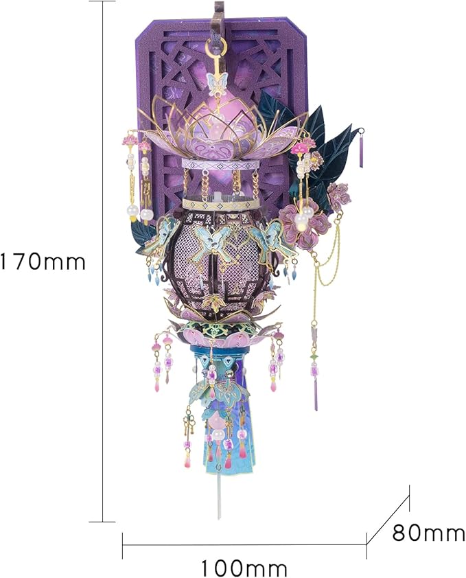 MU 3D Metal Puzzle Butterfly Lighting Palace Latern Shaped Fridge Magnets Model Kits Lamp Building 3D Puzzles for Adults, DIY Refrigerator Magnets Craft Work, Birthday Gifts Home Decor Wall Art