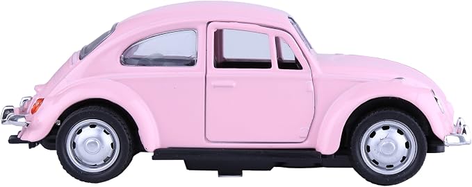 Berry President 1967 Classic Beetle Bug Vintage 1/32 Scale Diecast Metal Pull Back Car Model Toy for Gift/Kids (Pink)