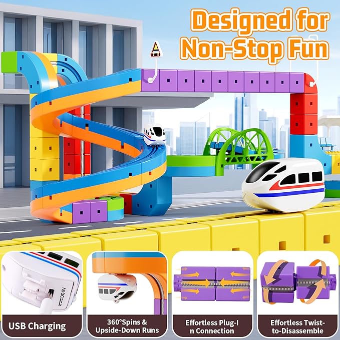 KlickRail Electric Train Set Flexible Race Track for Kids 4 6 7 8 (Ultimate Set(152 Piece))