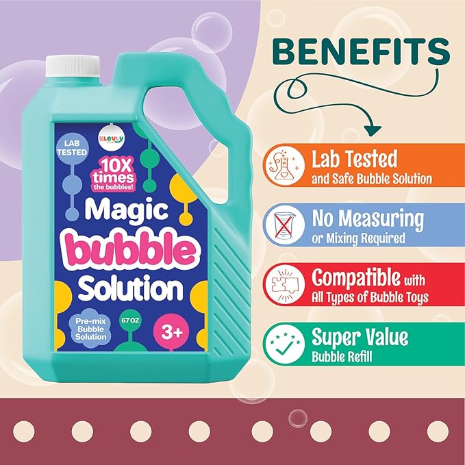 33 OZ Iridescent Bubble Solution Refill | Non-Toxic Pre-Mix Bubble Refill Solution No Mixing or Measuring Required | Bubbles for Kids | Bubbles Bulk | Bubble Machine Solution | Giant Bubbles (33, OZ)