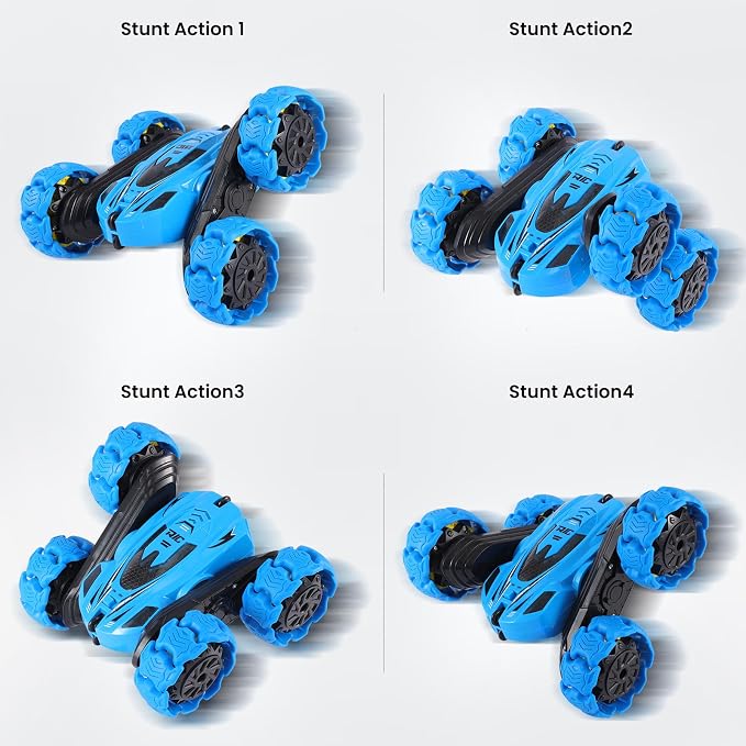 RC Stunt Car, 360° Flips & Double-Sided Remote Control Truck with LED Lights, 2.4GHz High Speed All Terrain Off-Road Toy Car, Gift for Boys Girls Kids Ages 6-12 (Blue)